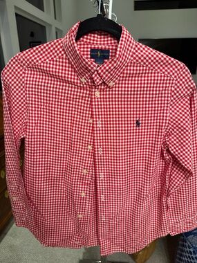 Ralph Lauren Red and White Gingham Button-Down Shirt